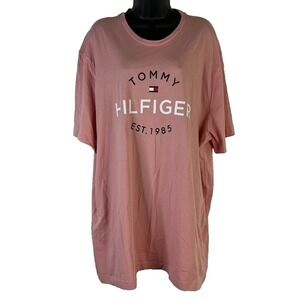 Tommy Hilfiger Womens Peach Short Sleeve Scoopneck Logo Sleepwear Top T-Shirt 2X